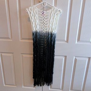 Olivia M. Ombre Three-Tone Crocheted Vest With fringe - Size M